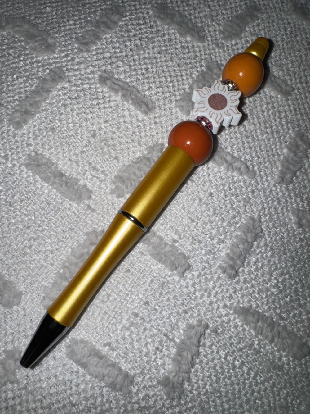 Gold and Orange Beaded Stylus Pen handmade